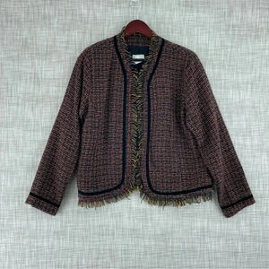 Vintage Caribe Womens Size M open front raw hem blazer 1523